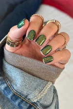 Red Aspen Press On Nails- Sprinkled In Stardust, Shannon Short Square Glitter