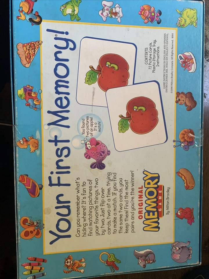 1996 ORIGINAL MEMORY GAME Vintage MB Milton Bradley 72 Cards - - Image 2 of 4