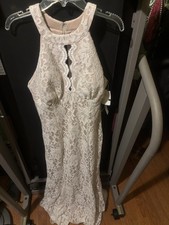 Nightway Ivory Lace Sleeveless Long Formal Gown Dress Size 10