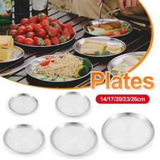 Stainless Steel Plates Metal Dinner Dish Feeding Serving Tableware Round Plate`