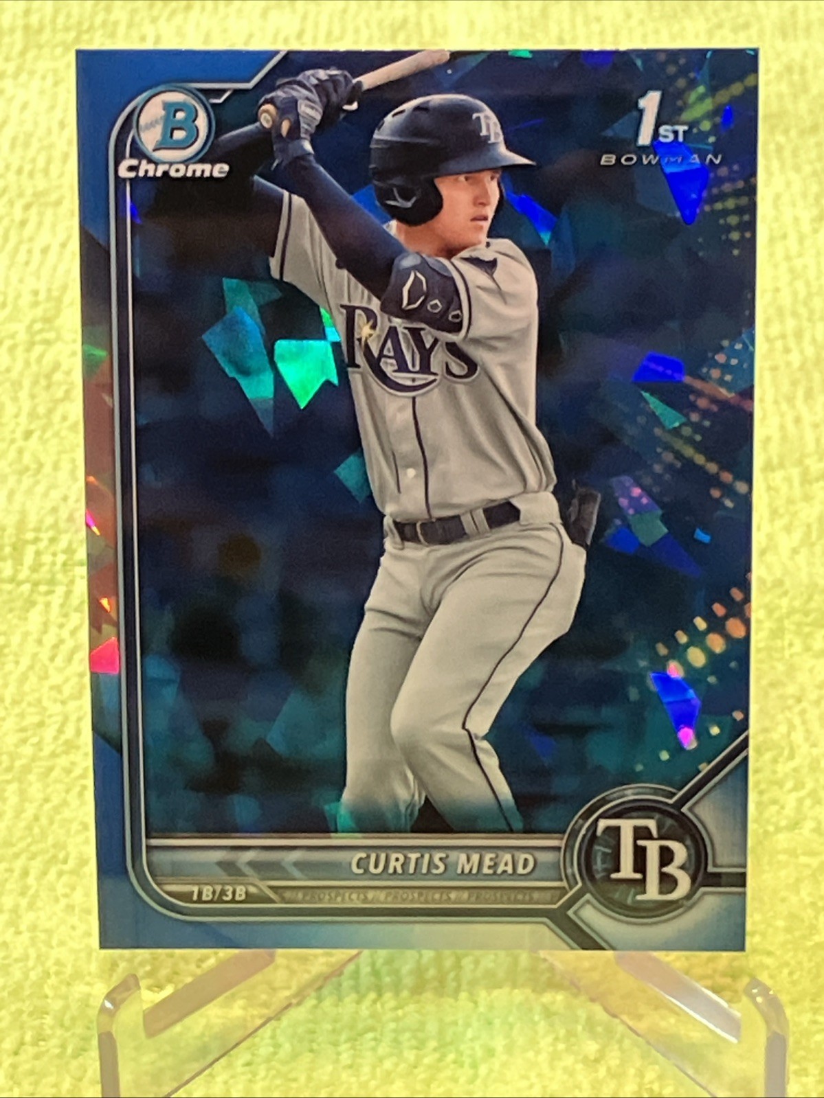 Curtis Mead 1st Chrome 2022 Bowman #BCP-10 SAPPHIRE REFRACTOR - Seattle Mariners
