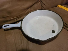 Vintage White Enamel Cast Iron Vollrath No. 7 Skillet