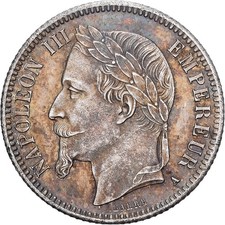 [#639777] France, Napoleon III, Franc, 1868, Paris, Silver, AU(55-58), Gadoury:4