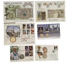 GB COIN AND NOTE COVERS X 6 ALL EXCELLENT/MINT