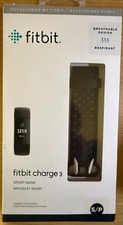 GENUINE OEM FITBIT CHARGE 3 SPORT ACCESSORY BAND Large BLACK NEW in B0X
