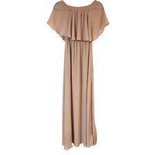 Show Me your Mumu Dress size XS Hacienda off shoulder tan side slit long