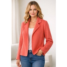 Ellen Tracy Linda Allard Coral 100 Wool Blazer Korea Sz 8 Vintage