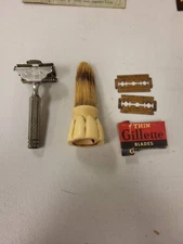 Ever-Ready Razor Gillette Blades Vintage Shaving Brush Set Safety Razor Blades
