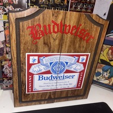 Vintage Budweiser Wood Dartboard Cabinet Case Oxford-USA-22.5 L X 19.5 W
