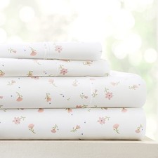 Linen Market 4 Piece Queen Sheet Set - Breathable, Double-Brushed, Floral Pink