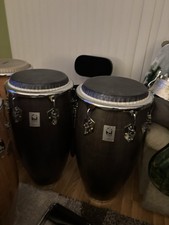 Toca Conga Drum Set 2-Piece Wood Dark Finish with Metal Hardware Analog