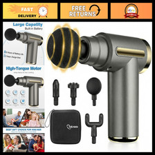 Portable Mini Massage Gun - Deep Tissue Muscle Massager, 6 Speeds, 4 Heads, Quie