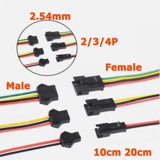 JST SM2.54mm Male/Female Plug Socket Connector 2/3/4P Cable Wire Length 10/20cm