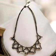 Lani Edgy Gun Metal Chain & Silver Tone Lug Nut Designer Statement Necklace