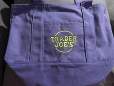 Trader Joe's Mini Trick Or Treat Canvas Tote Bag PURPLE HALLOWEEN