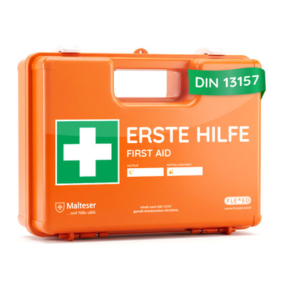 Erste Hilfe Koffer DIN 13157 mit Wandhalterung, Verbandkasten Notfallkoffer