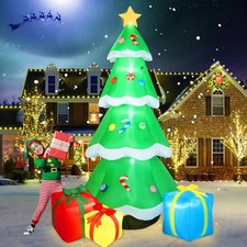 Árbol de Navidad inflable gigante B&D de 10 pies con caja de regalo, LED incorporados - verde