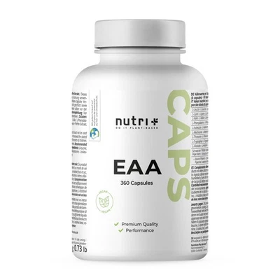 NUTRI-PLUS EAA Kapseln hochdosiert + vegan - 360 EAAs Caps Aminosäuren keine Tabletten