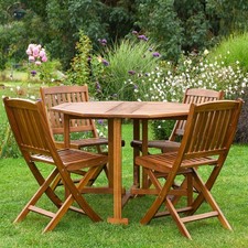Garden Gear 4 Person Acacia Dining Set Wooden Outdoor Garden Patio Table Chairs