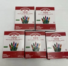 5 box Lot 100 Mini Christmas Lights Multi Color Indoor Outdoor Green Wire 23 ft