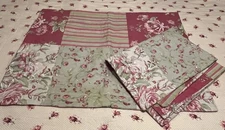 Jessy Home Pair Standard Pillow Shams Floral Stripes Pink Sage Shabby Chic Style