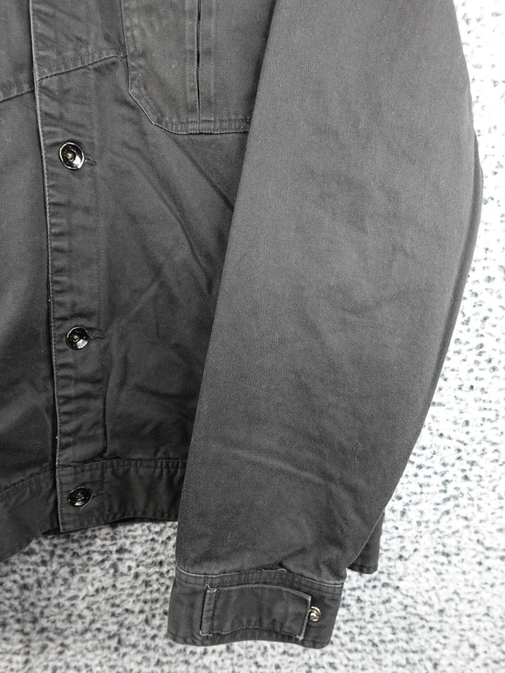 Chaqueta con botones negra Quiksilver para hombre L forro acolchado diseño gráfico algodón Foto 4 de 4