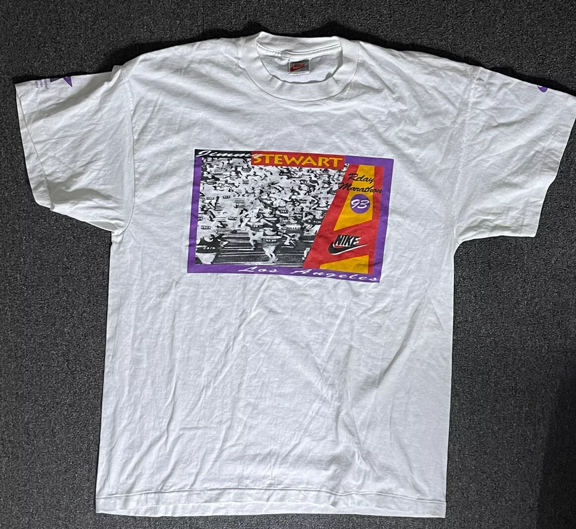 Nike Made in USA White Los Angeles Marathon 1993 Size Large Jimmy