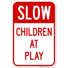Slow Children At Play Red Sign, Traffic Sign,
