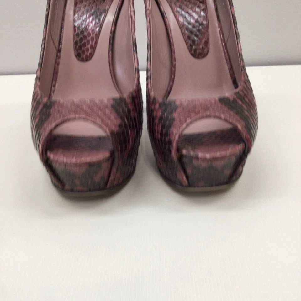 GUCCI MUJER PIEL SERPIENTE PLATAFORMA OPENTOE ZAPATOS DE SALÓN TALLA 36 ROSA Foto 4 de 4