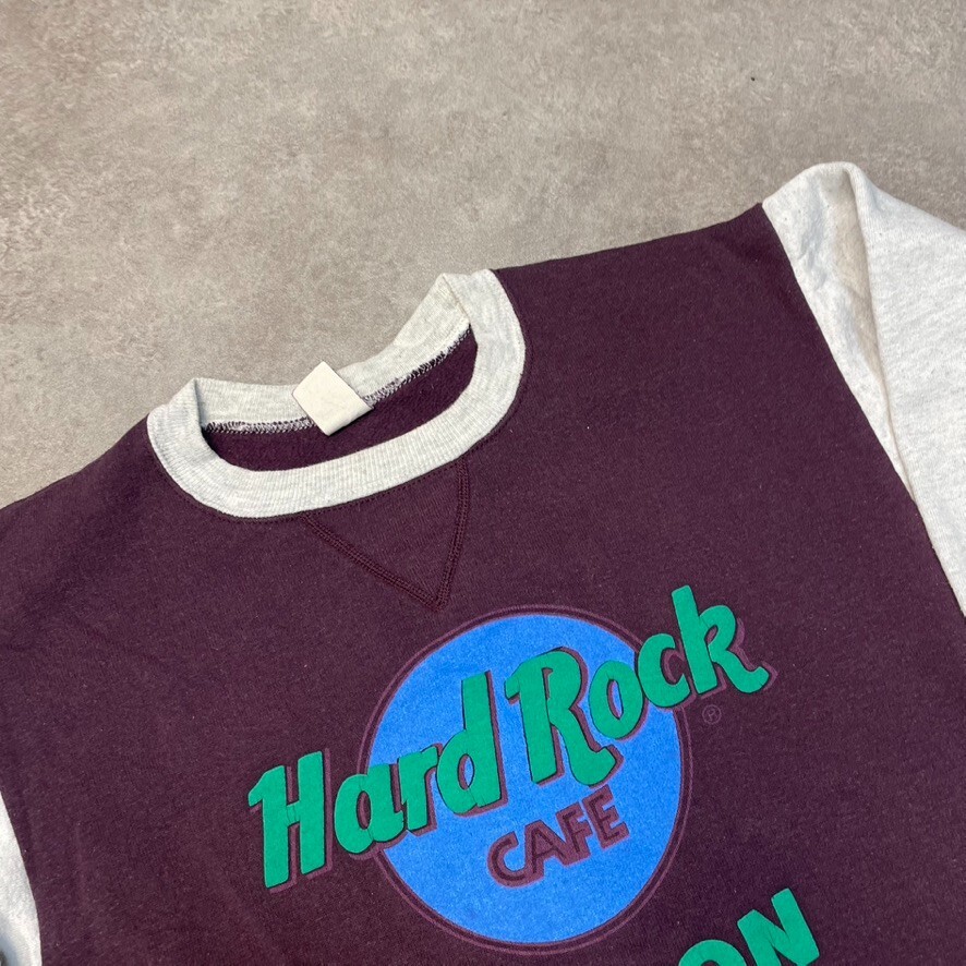 Hard Rock Cafe Sweatshirt Mens USA 90s Boston Vintage Jumper, Grey Red, Small image 7