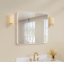WELLFOR Bella 30in. W. x 36in. H Rectangular Aluminum Framed Vanity Mirror White