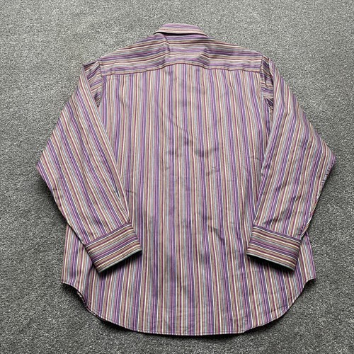 Bugatchi Uomo Shirt Adult Medium Multicolor Striped Flip Cuff Long Sleeve Mens - Picture 6 of 7