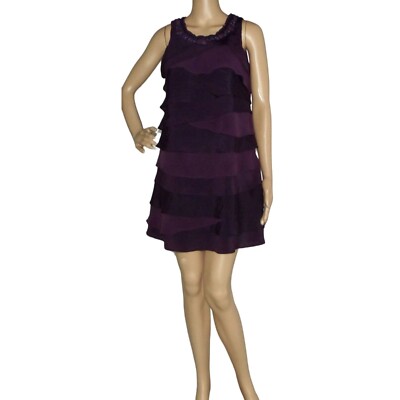 MM Couture by Miss Me Dress Size Large purple layered tiered sleeveless  beaded | eBay UK