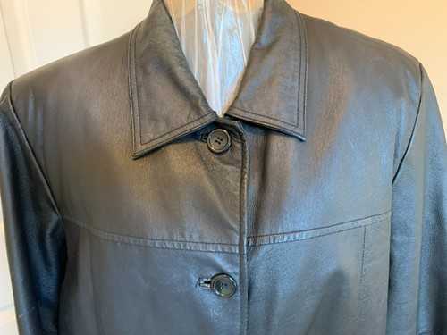 Black Leather Jacket with Warm Lining 2X Womens - Picture 2 of 14