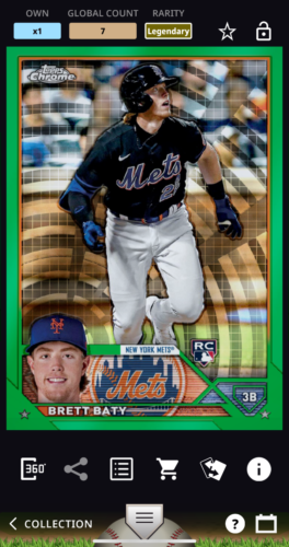 [DIGITAL] Brett Baty Topps BUNT 2023 Chrome Green Sonar LEGENDARY NY Mets RC - Picture 1 of 5