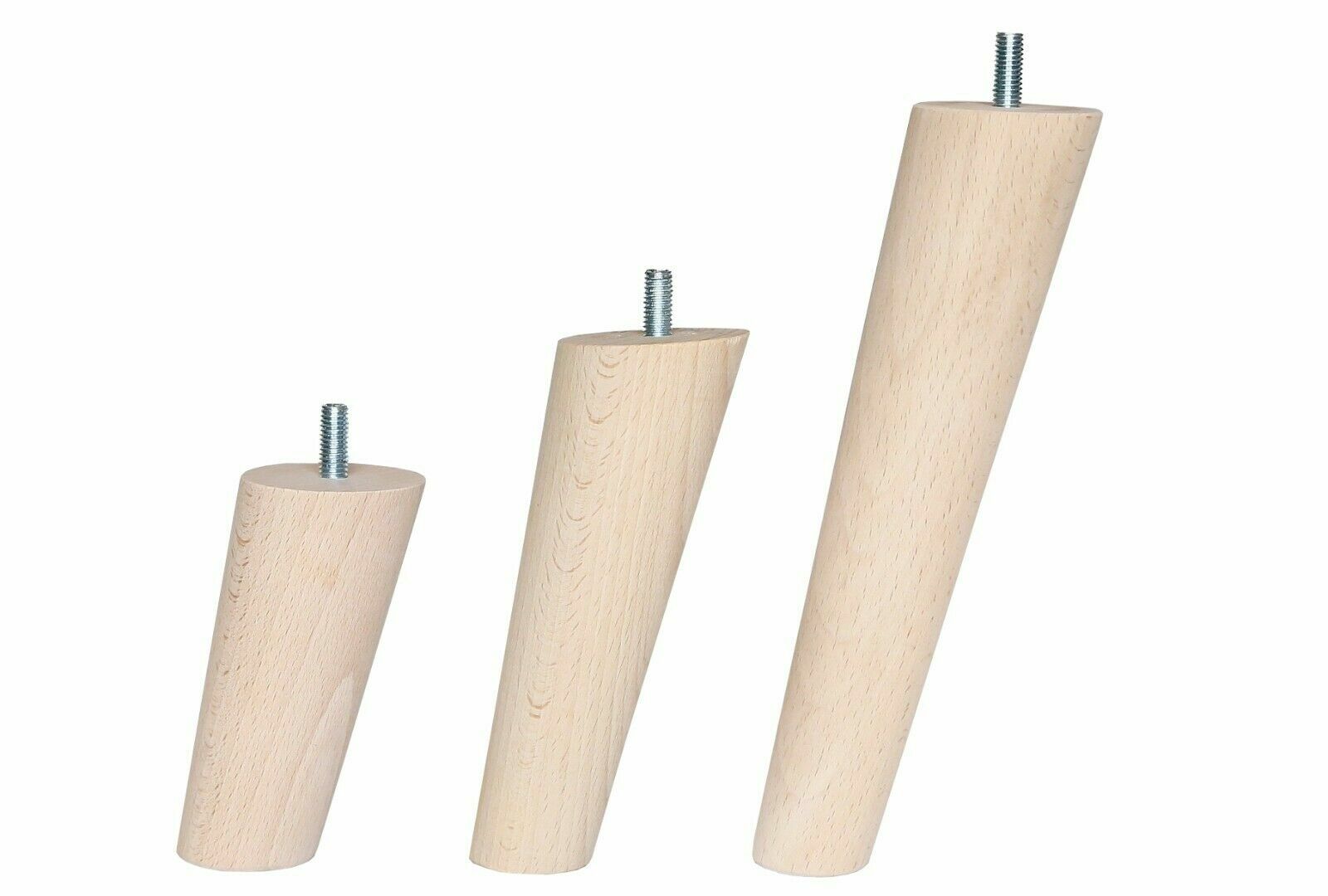 Tesyeux Oak Wood Conical Furniture Legs, Pack of 4, 8 c, Natural Wood