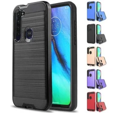 Brushed Metal HYBRID Rubber Case Cover Accessory For Motorola Moto G Stylus 2020