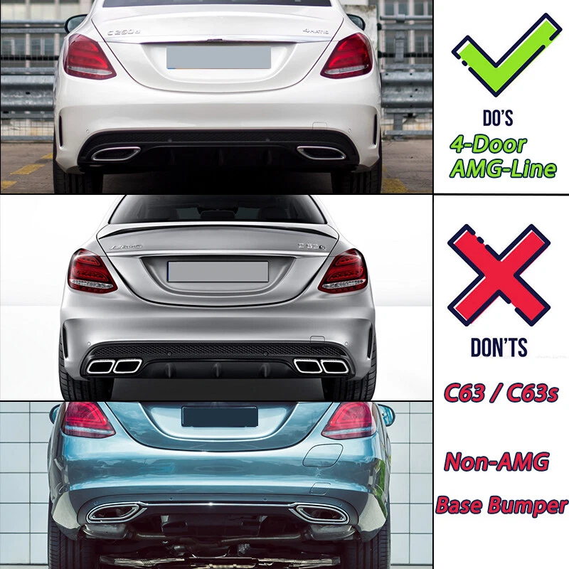 C43Style Endrohr für Mercedes W205 S205 Heckdiffusor Diffusor Stoßstange Schwarz - Bild 4 von 4