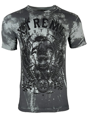 Xtreme Couture by Affliction Men's T-Shirt Oil Slick Bier Skull S-5XL