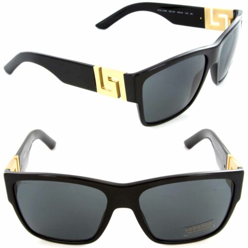 New VERSACE Sunglasses Square VE 4296 GB1/87 59mm Black-Gold / Grey Lens - Afbeelding 1 van 3