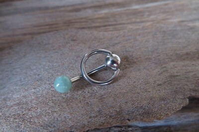Green Aventurine Stone Slave Knocker 316L Surgical Steel  Belly Ring VCH
