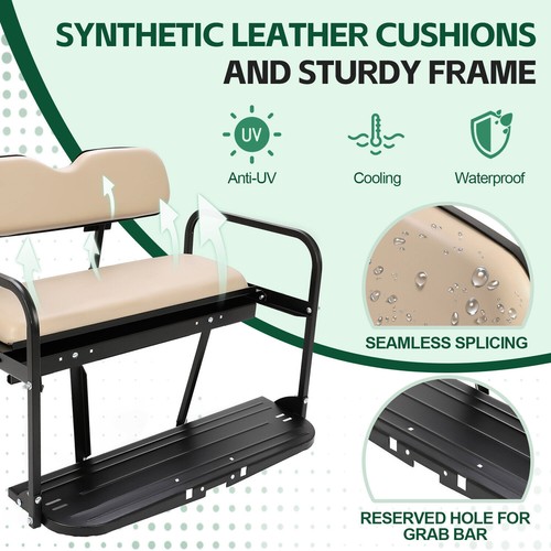 For EZGO Marathon Pre-1994 Golf Cart Tan Flip Folding Rear Back Seat Kit - Picture 4 of 20