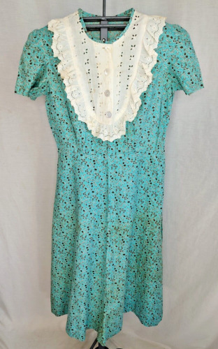 Vtg Handmade 1930's-40's Cotton House Day Dress S/