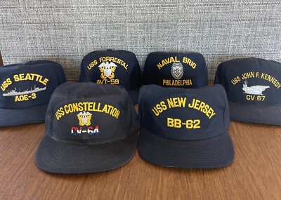 Lot of 6 Vintage US Navy Ship Snapback Hats Caps (Various USN Ships)
