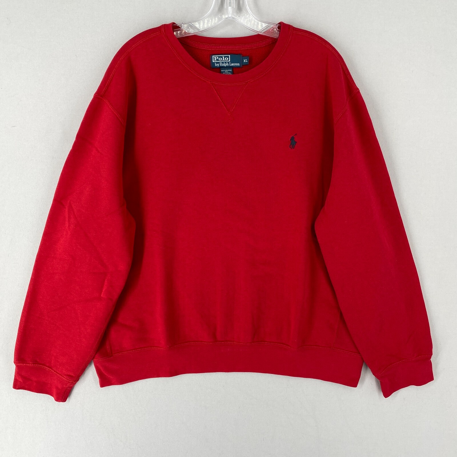 Polo Ralph Lauren vintage girocollo felpa uomo taglia XL rosso navy pony