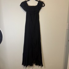 Jessica Simpson Black Maxi Short Sleeve Side Slit Eyelet CollarDress SizeXS