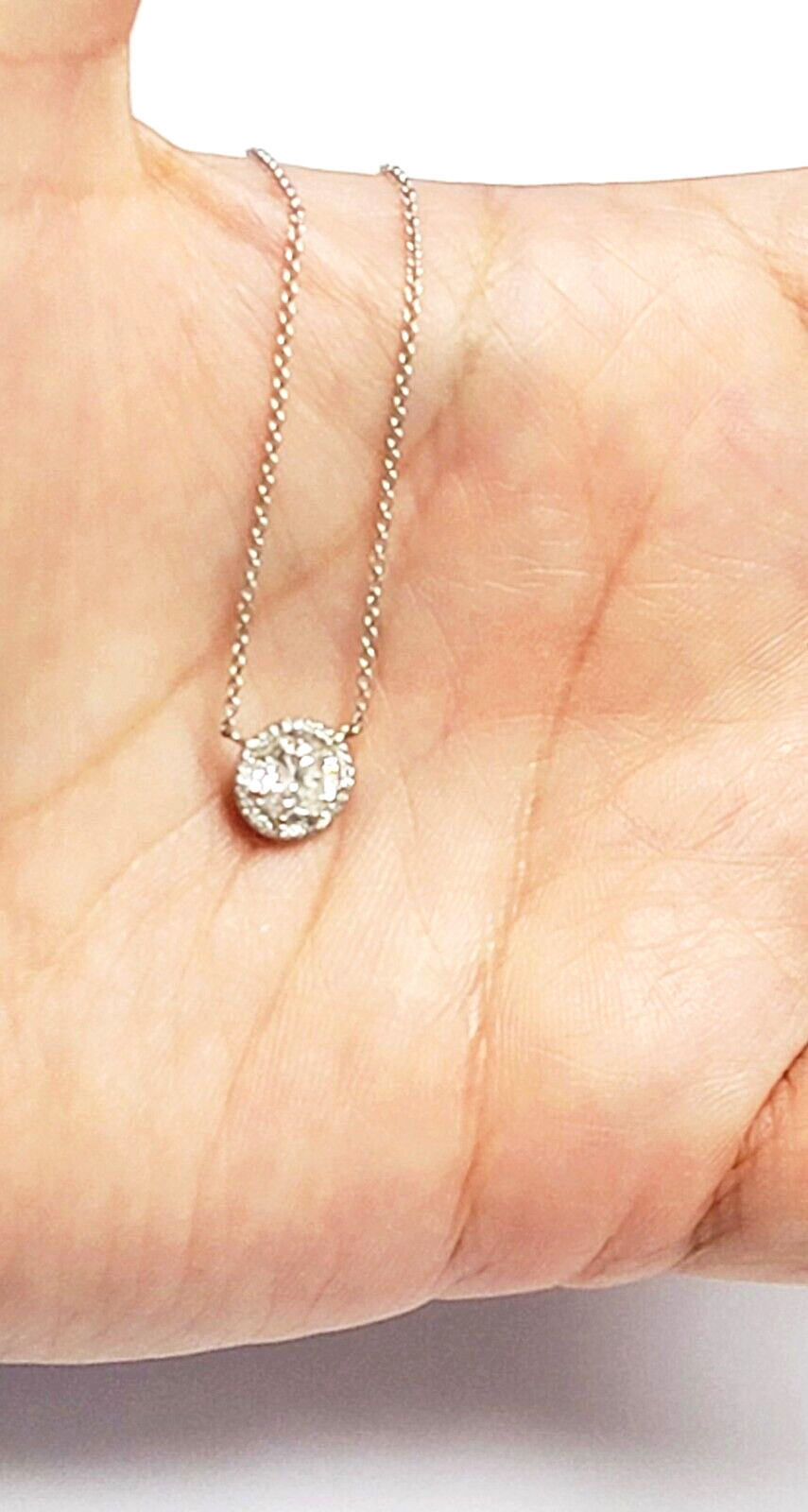 Beautiful "Tacori" 18K White Gold Diamond Halo Ne… - image 6