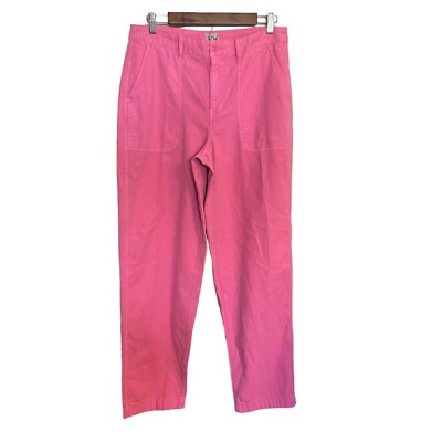 Crew Womens NWT High Rise Azalea Pink Garment-Dyed Foundry Pants Size 10  Tall