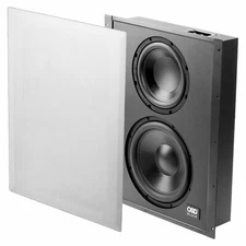 In Wall Subwoofer 300W, Dual 8" & 10" Woofers Trimless Magnetic Grille, Backbox