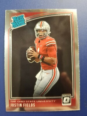 Justin Fields rated rookie サイン NFL カード Justin Fields Chicago Bears Autographed 2021 Panini Donruss